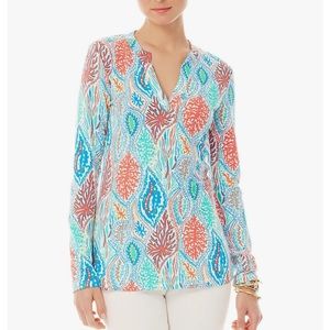 Lilly Pulitzer Cotton Odette Tunic Top multi minnow Print Size XS